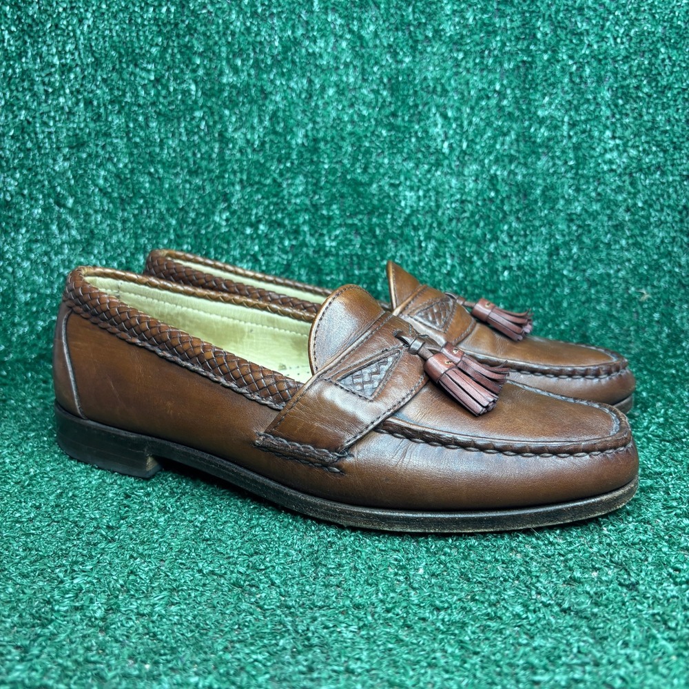 Allen Edmonds Maxfield Woven Tassel Loafer Preppy Dress Shoe Brown Mens Sz 9.5 D